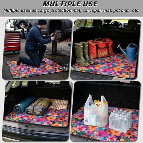 Tropical Hibiscus Universal Car Trunk Mat, Waterproof Cargo Liner - Image 3