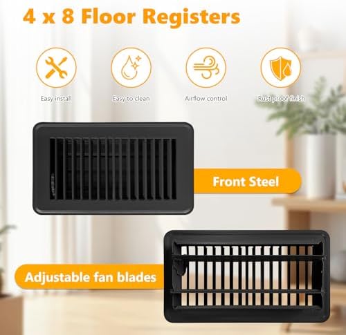 4Pack Floor Vent Covers, Floor Register 4" x 8", Adjustable Decorative Vent - Image 3
