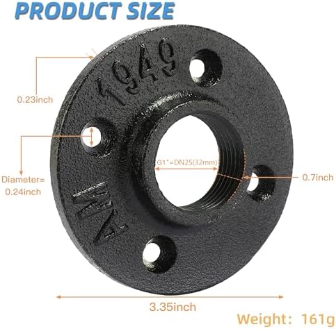 1" Heavy Duty Black Floor Flange, Home TZH 20 Pack Malleable iron Pipe Flange - Image 2
