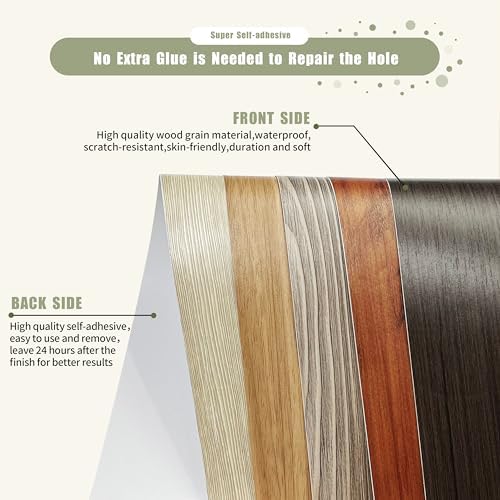 Besezx Wood Grain Tape, 2.4" X15', Self Adhesive Wood Grain Repair Patch - Image 3