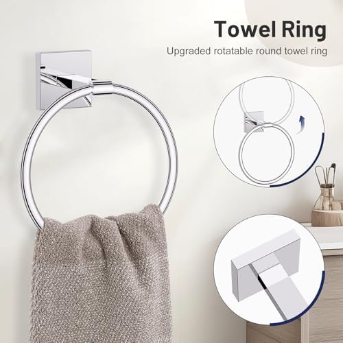 Lairuier Bathroom Hardware Set Polish Chrome, Towel Holder Set Wall Mounted - Image 3