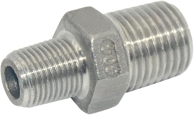 1/4" x 1/8" Male Threaded Reducing Nipple Fitting/Adapter, Stainless Steel - Image 3