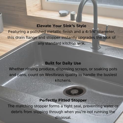 Westbrass D2089-50-12 4-1/4" Kitchen Sink Waste Disposal Drain Flange and - Image 6