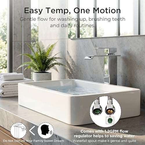 FORIOUS Vessel Tall Bathroom Sink Faucet 1 Hole Single Handle Chrome - Image 4