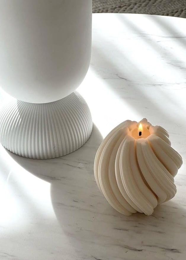 Spiral Swirl Candle Beautiful Handmade Pillar Scented Soy Wax, home decor - Image 7