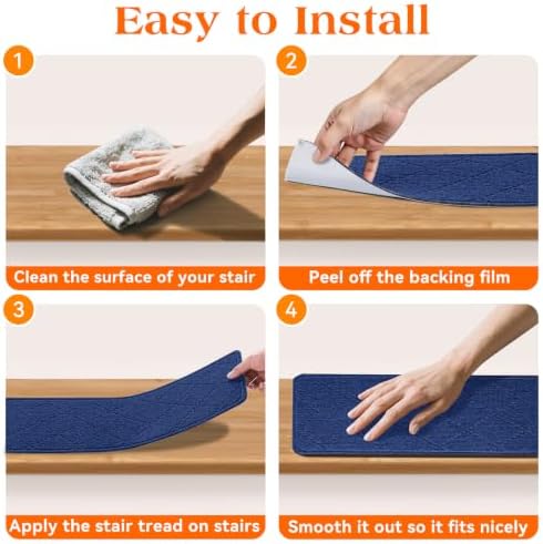 Stair Treads for Wooden Steps 15 PCS, Non Slip Stair Rugs Blue - Image 6