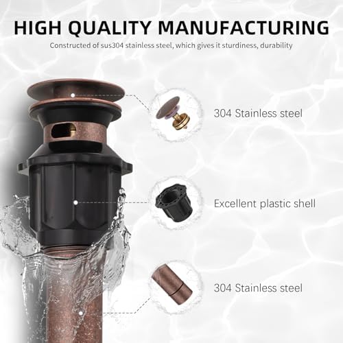 Pop Up Bathroom Sink Drain Assembly - Image 2