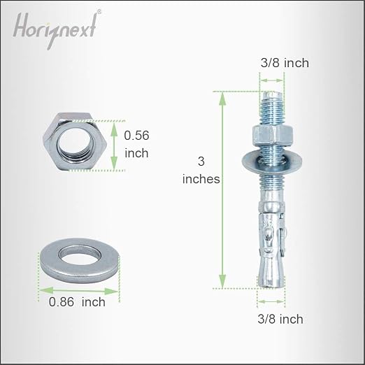 Concrete Anchor 3/8x3, Zinc Plated Anchor Bolts - Image 2