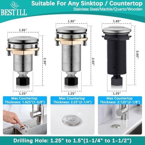 BESTILL Garbage Disposal Button-All Metal, Brushed Nickel Air Switch Kit - Image 5