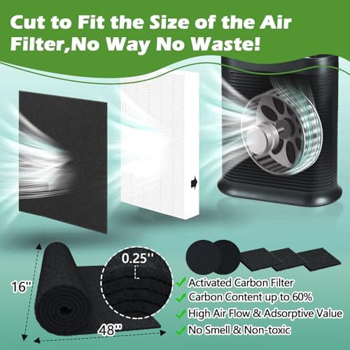 Cut to Fit Carbon Air Purifier Filter Roll, Carbon Pad Replacement - Image 2
