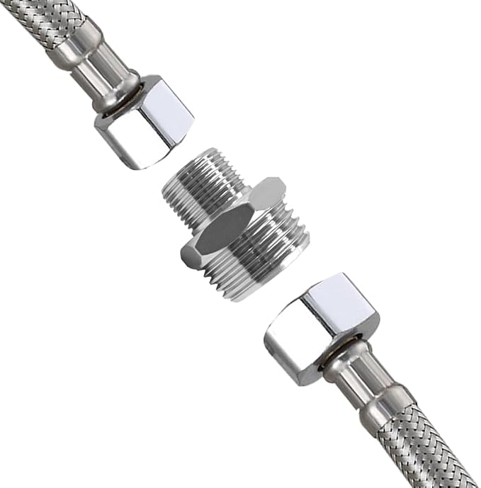 Joywayus 1/2 G Male to 3/8 Compression Male Thread Pipe Fitting, Nickel Plated - Image 3