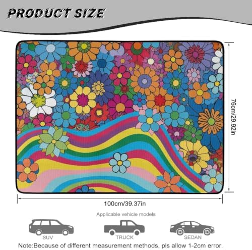 Colorful Hippie Flower Universal Car Trunk Mat - Image 7