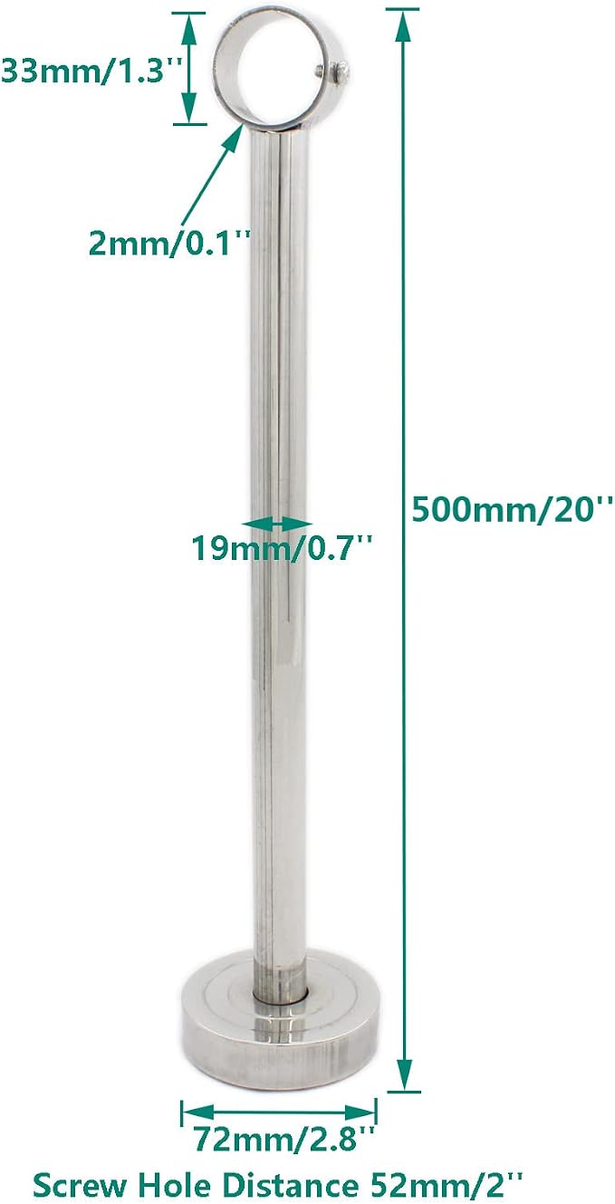 2 Pack Ceiling Mount Bracket, Stainless Steel Wardrobe Pipe Bracket Rod Holder - Image 2