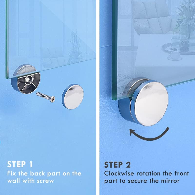 AccEncyc Frameless Mirror Mounting Hardware Kit 4 Pack Zinc Alloy Mirror - Image 4