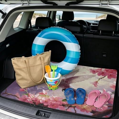 Hummingbird Cherry Print Work Trunk Mat Heavy Duty Foldable Cargo Liner - Image 2