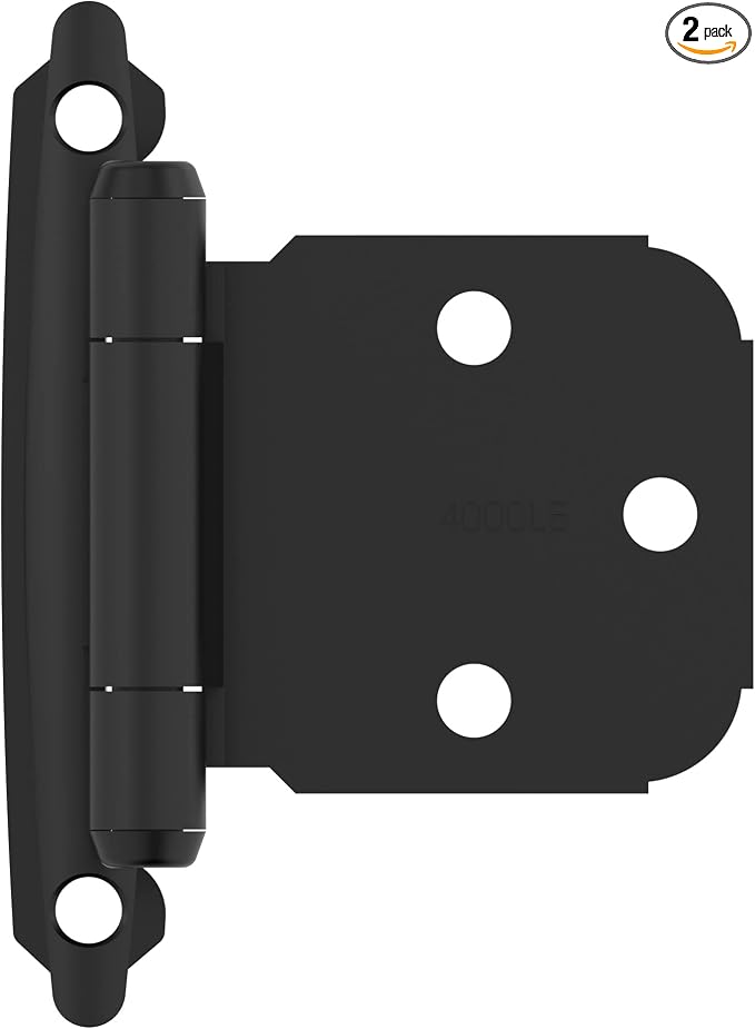 Amerock 1 Pair Variable Overlay Matte Black Face Mount Cabinet Hinge | Steel by Amerock