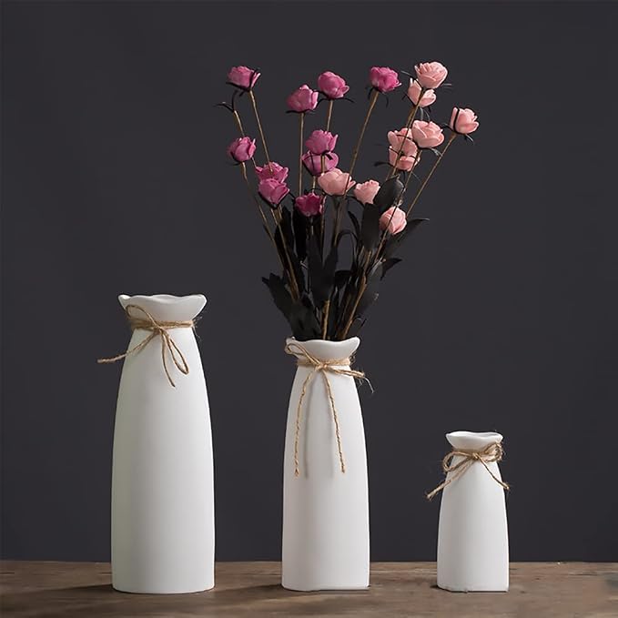 White Ceramic Vase-Flower Vase Dried Flower Vase - Image 4