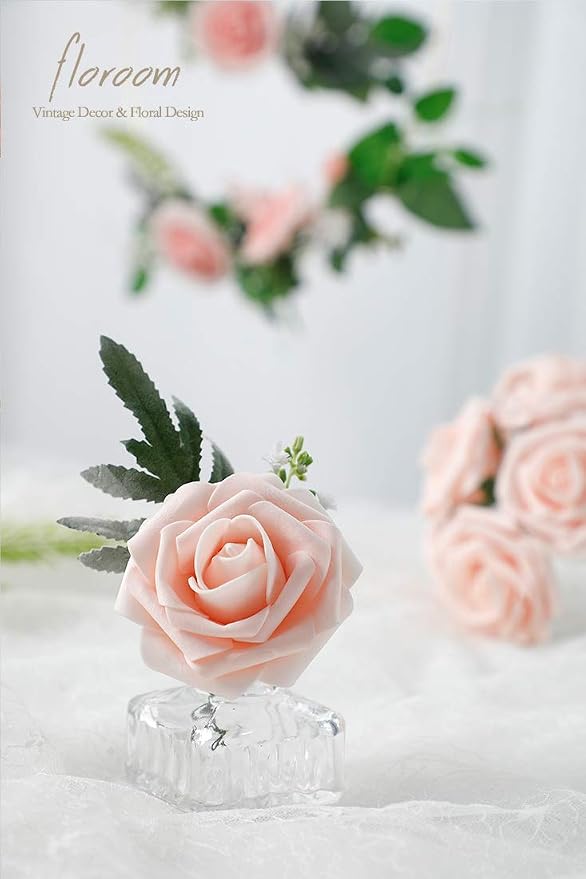 Artificial Flowers 50pcs Real Looking Blush Foam Fake Roses - Image 5