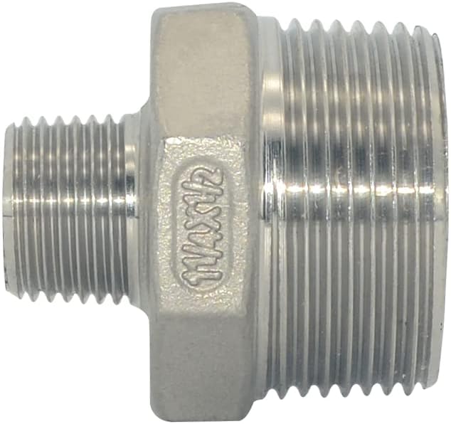 1-1/4" x 1/2" Male Threaded Reducing Nipple Fitting/Adapter, Stainless Steel - Image 2