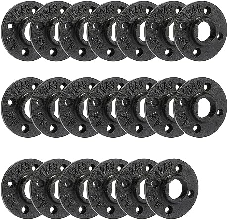 3/4" Heavy Duty Black Floor Flange, Home TZH 20 Pack Malleable iron Pipe Flange by HomeTZH