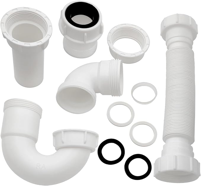 White 1 1/4" and 1-1/2" P-Trap Plumbing Kit by Unknown