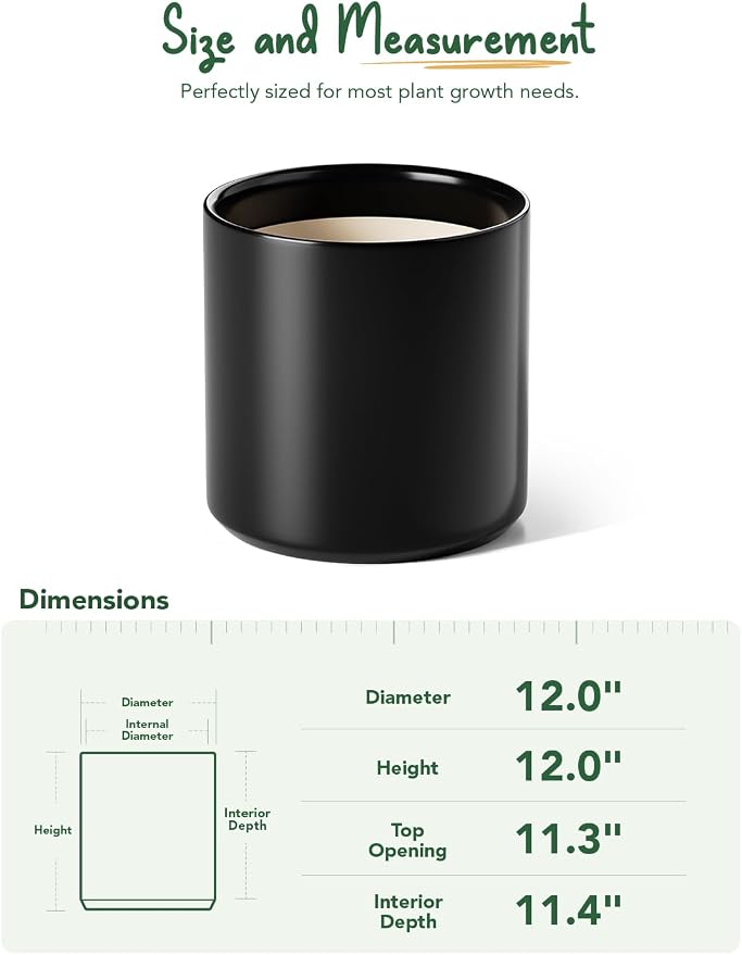 LE TAUCI 12 Inch Pot for Plants, Ceramic Planters for Indoor Plants, - Image 4