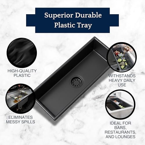 Spill-Stop 13-760 Bar Drain Tray, Durable Black Plastic, Large 14" x 5" x 3" - Image 5