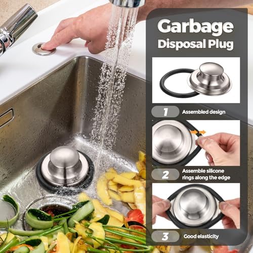 4 Pcs Brushed Silver Kitchen Sink Accessories Garbage Disposal Splash Guards - Image 3