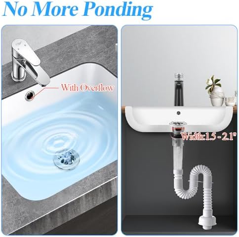 WiseWater 2-Pack Grid Bathroom Sink Drain Assembly - Image 6