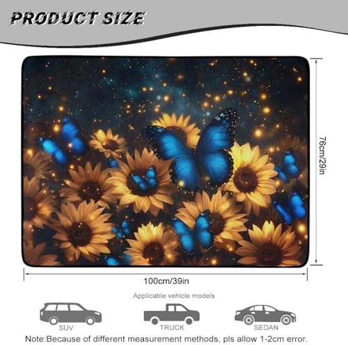 Sunflower Blue Butterfly Heavy Duty Cargo Mat Racing Trunk Mat Universal - Image 7