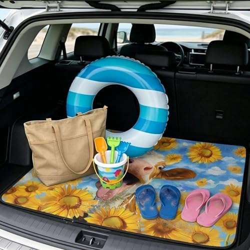 Cow Sunflower Heavy Duty Trunk Mat 29"x39" - Image 2