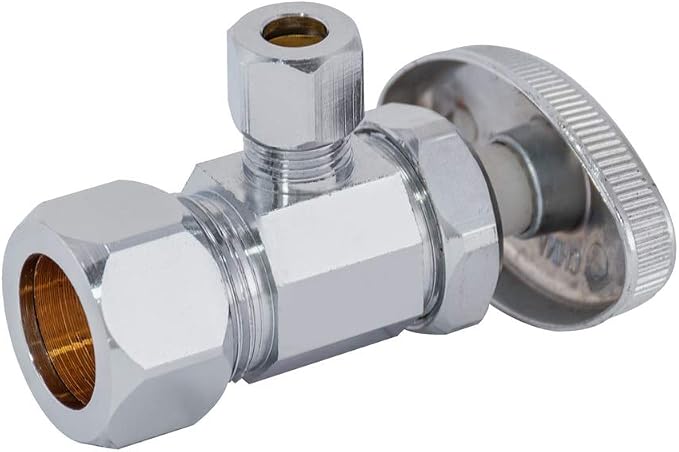 Eastman 1/4 Inch OD Compression x 5/8 Inch OD Compression Multi-Turn Angle Stop by Eastman
