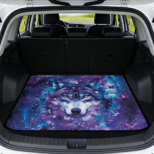 ELEQIN Galaxy Purple Wolf Car Trunk Mat Cargo Liner by ELEQIN