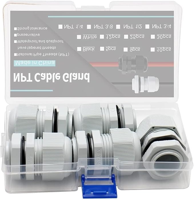 5-Pack 3/4" NPT Cable Glands, IP68 Waterproof Nylon PA66 Strain Relief Cord - Image 4