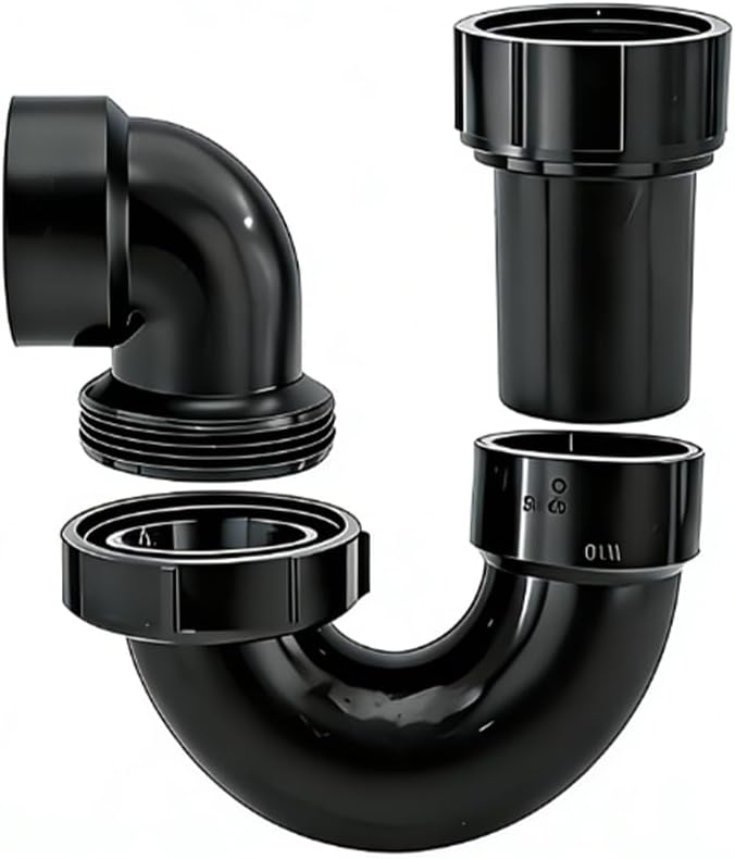 1.5" RV Sink Drain P Trap | Black ABS Adjustable Leak Proof Drain Kit by Unknown