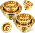 Threehoney 2 Pcs Kitchen Sink Drain Strainer 3-1/2 Inch Gold Stainless Steel by Threehoney