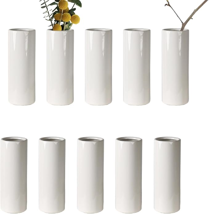 Modern White Ceramic Vase Set of 10 - Image 7