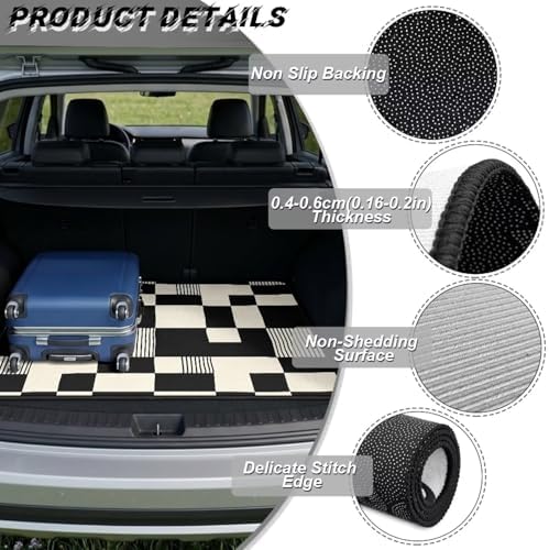 Black Checkered Universal Car Trunk Mat All Weather Trunk Protection Cargo Liner - Image 6
