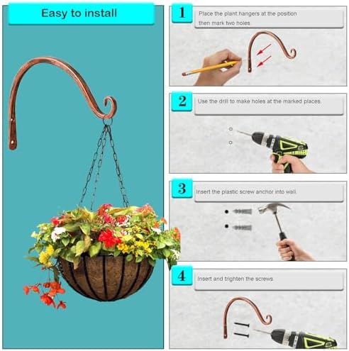LOOGI Hanging Plant Bracket, Wall Hook Plant Hanger 6 Inch Decorative Hooks - Image 6