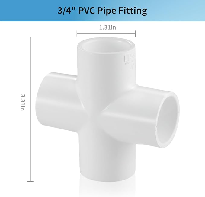 10Pack 3/4" PVC Cross, 4-Way PVC Pipe Fitting Connector | LESSO PVC Cross - Image 2