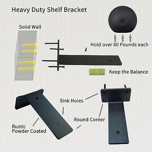 Heavy Duty Shelf Bracket 5 inch Metal Wall Mount Powder Coated 90 Degree Black - Image 3