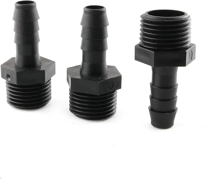 E-Outstanding 5PCS 3/8 inch to 1/2 inch NPT Male Black Plastic Hose Barb Pipe - Image 4