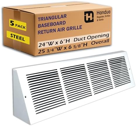 Fits 24x6 Duct Opening | Steel Triangular Baseboard Return Air Grille by Handua by Handua