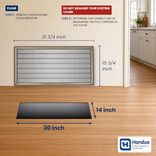 Fits 14x30 and 30x14 Duct Opening | Return Air Floor Grille by Handua | - Image 2
