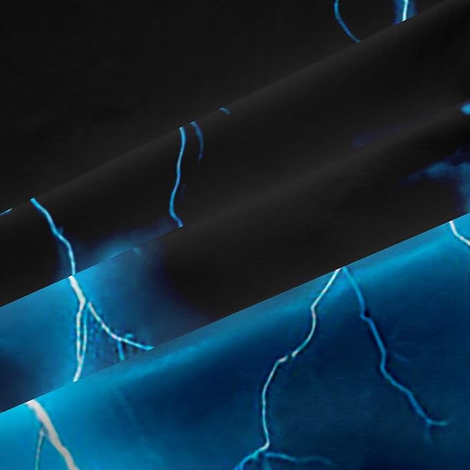 jejeloiu Blue Thunder Lightning Window Drapes Cool Flashing Lightning Blackout - Image 6