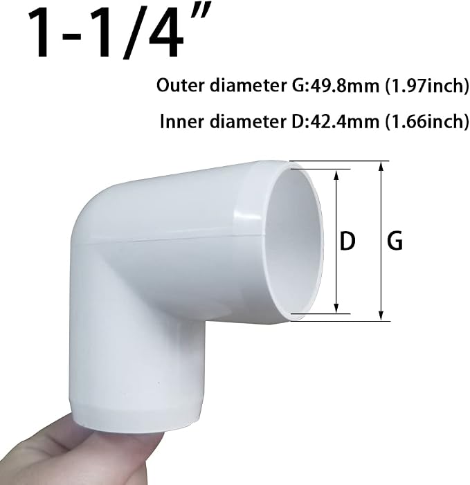 1-1/4" 90 Degree PVC Elbow Fitting, Furniture Grade 2 Way Right Angle Elbow - Image 2