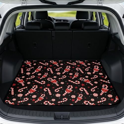 Black Candy Cane Universal Car Trunk Mat All Weather Trunk Protection Cargo by Unknown