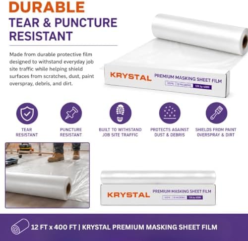 Self Adhesive Surface Protection Film 12 ft x 400 ft, Plastic Sheeting - Image 3