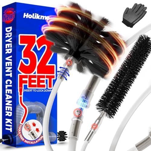 Holikme 32 Feet Dryer Vent Cleaner Kit, Upgrade Flexible Lint Brush by Holikme