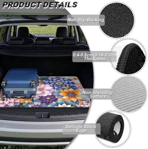 ELEQIN Boho Flower Dahlia Car Trunk Cargo Liner Non Slip Backing Cargo Mat Rear - Image 6